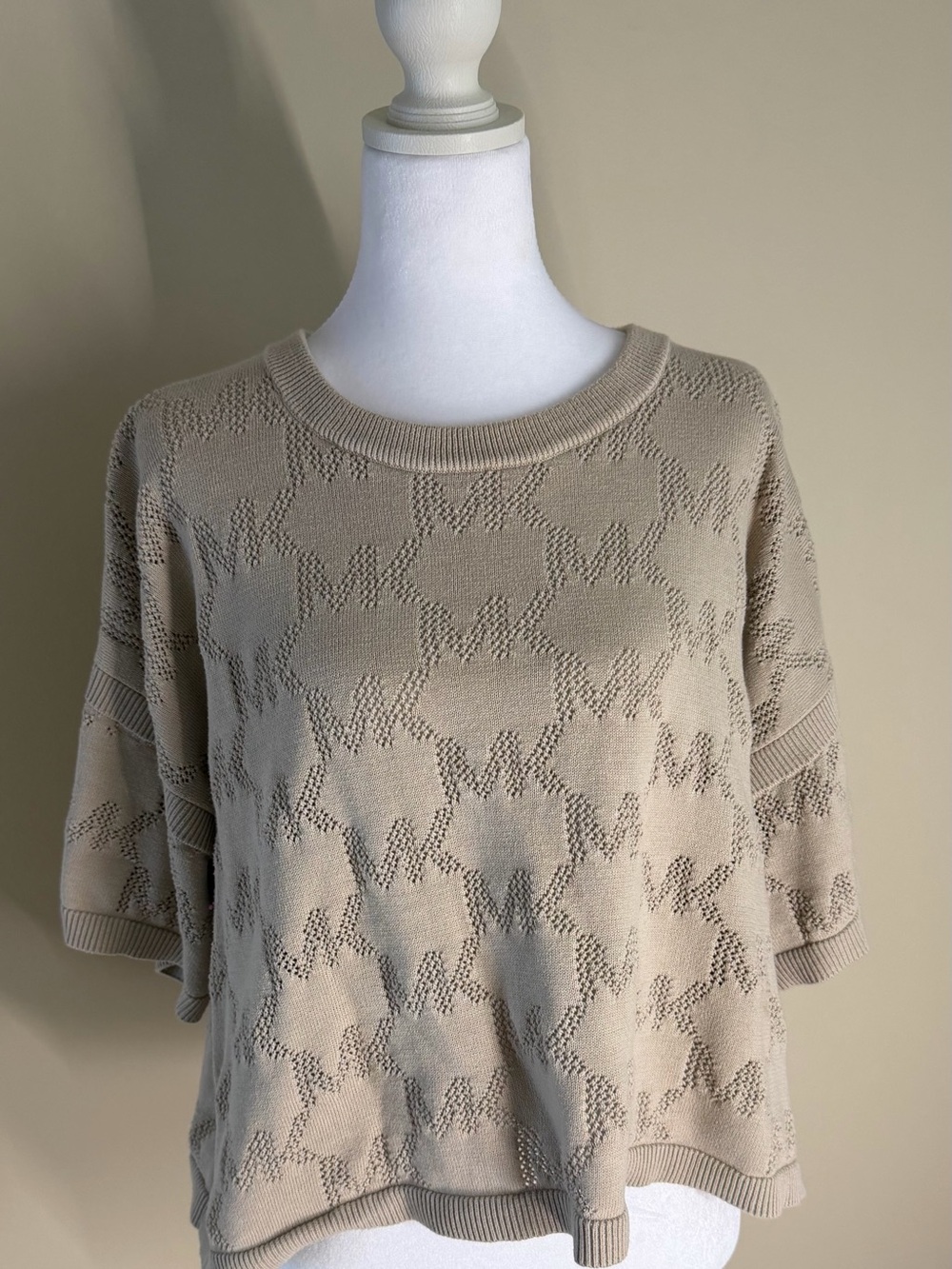 Michael Kors Beige Openwork Knit Tee
